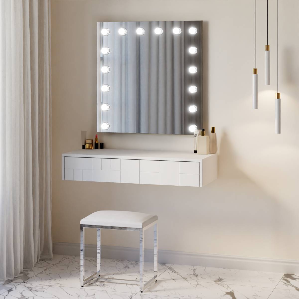 שידת איפור נאפולי עם מראת וגאס